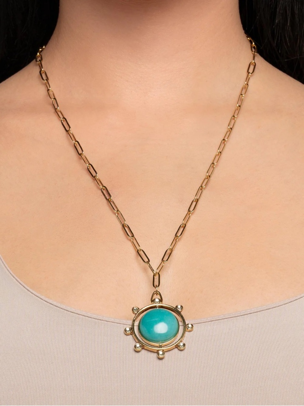 Turquoise Compass Pendant Necklace by Mayamar